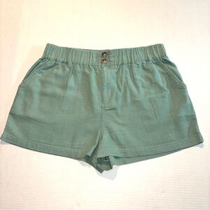 Forever 21 Linen Blend Shorts Sage Green‎ Elastic Waistband Pockets Women’s L